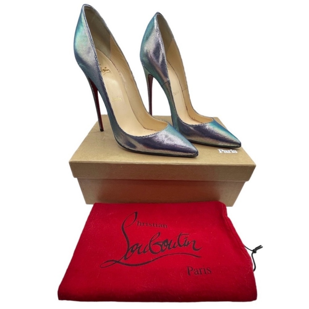 CHRISTIAN LOUBOUTIN So Kate 120 Iridescent Red Bottom Pumps 38 Metallic Heels